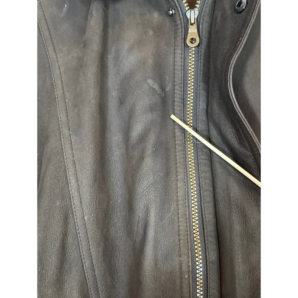 Members Only 100% Leather Bomber Jacket Brown Mens XL Full Zip Vintage VTG 90s - Picture 3 of 13